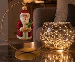 Rød julemand glasfigur til juletræ